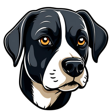 cartoon borador dog puppy breed, vector illustration, logo icon tattoo, head / face art, isolated on white background, transparent PNG