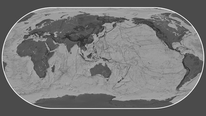 Maoke plate - global map. Eckert III. Bilevel