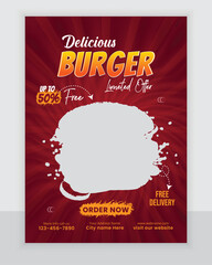 Fast food restaurant social media post design, Brochure cover template 