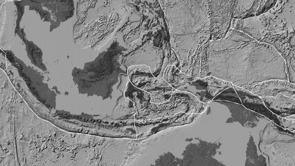 Molucca Sea plate outlined. Eckert III. Bilevel