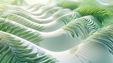 Flowing fern fronds in close-up, their intricate patterns creating a mesmerizing dance of nature's 3D elegance.