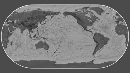 Pacific plate - global map. Eckert III. Bilevel