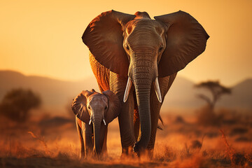 African elephant (Loxodonta africana) at sunset