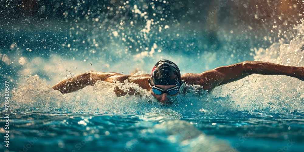 Wall mural a swimmer in a pool