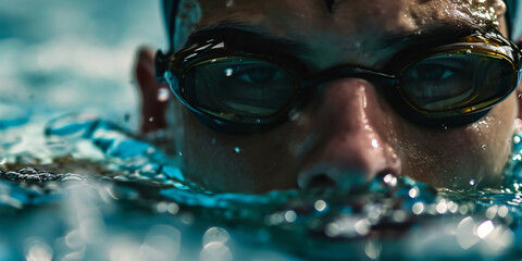 a swimmer in a pool - obrazy, fototapety, plakaty