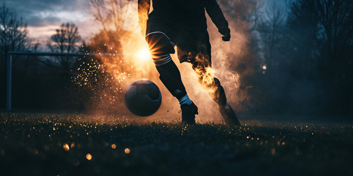 footballer's legs in training, ball control