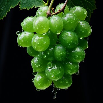 AI Generated Seamless background picture of grapes green photo