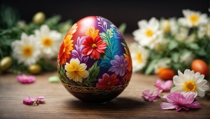 Fototapeta premium easter eggs and flowers