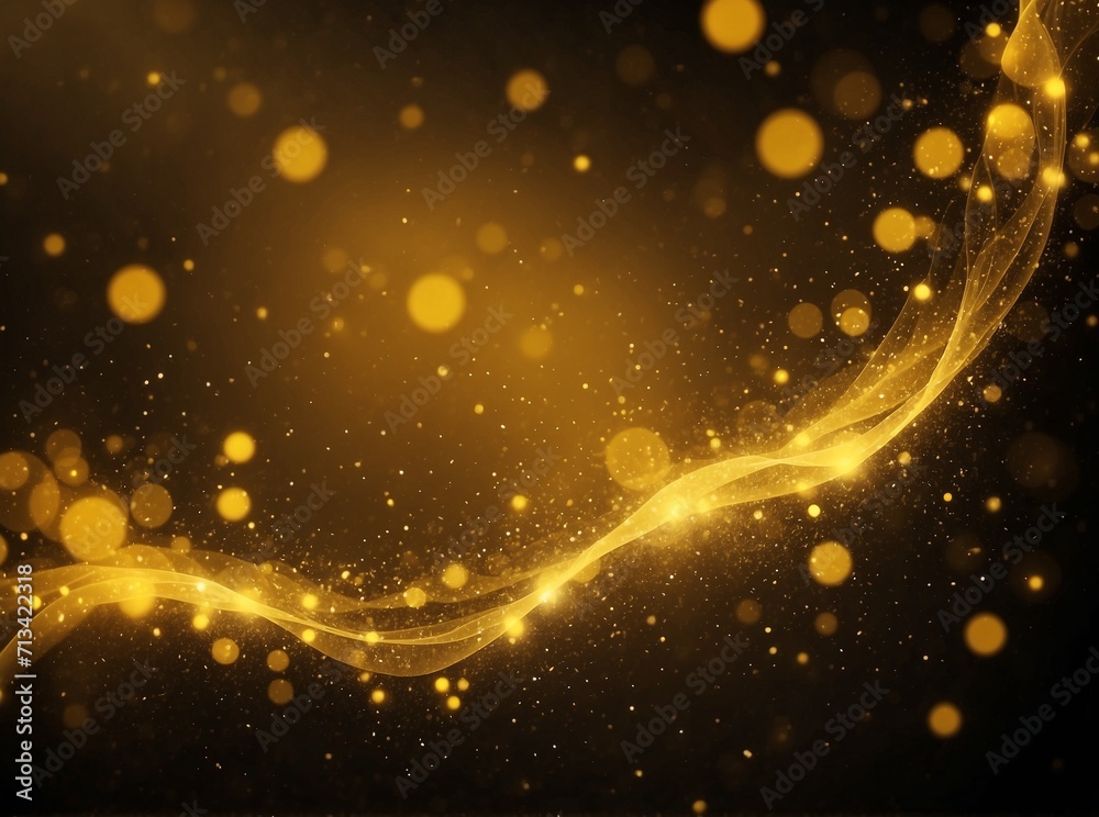 Wall mural yellow glow particle abstract bokeh background, abstract background with stars