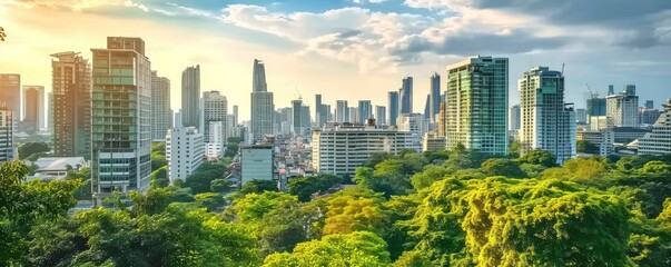 Bangkok cityscape with modern skyscrapers in southeast asia