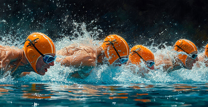 Swimming, Olympic sport, sports pool, swimmer - AI generated image