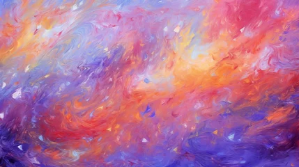 Fototapete Gemixte farben Abstract Purple, Orange, and Blue Cosmic Marble Oil Painting Texture Background with Light Pink Psychedelic Accents