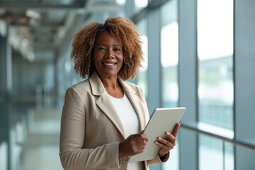Professional Middle-Aged Black Executive Engaged in Digital Leadership