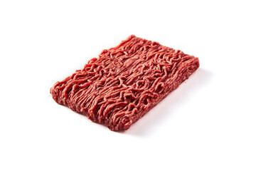 Raw and Fresh Minced Beef isolated on white. 