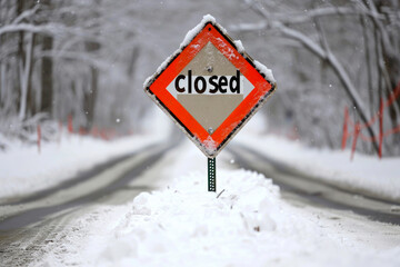 Frozen Road Closed Sign