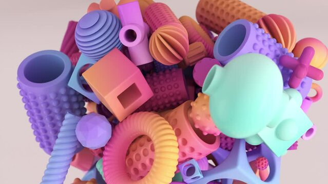 4K animation of geometric shapes in motion