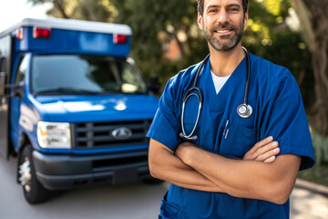 Rescue Ready: Physician by Ambulance Front