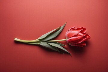 red tulip on background with copy space
