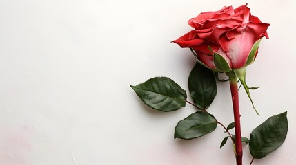 Valentine's day, red rose petals on pink background with copy space.