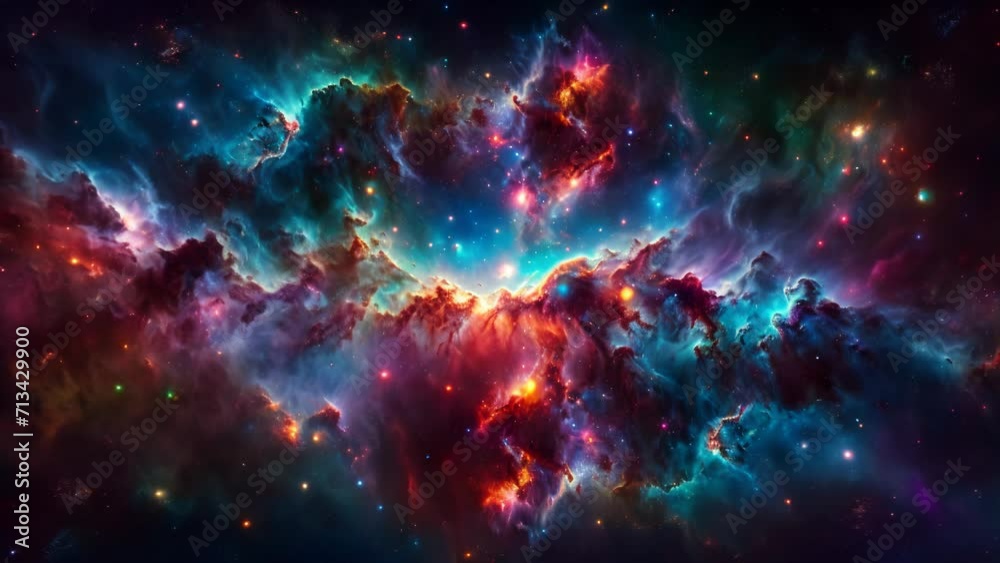 Wall mural starry night cosmos colorful nebula cloud in space galaxy video