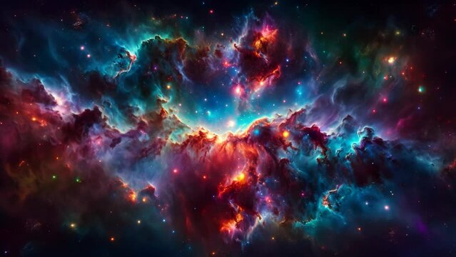 Starry night cosmos Colorful nebula cloud in space galaxy Video
