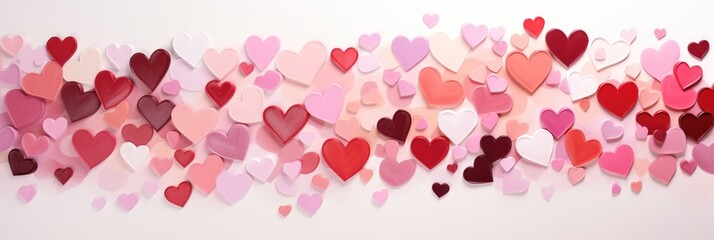 Joyful Heart Abundance - Vibrant Red and Pink Hearts Scattered on White in a Valentine's Day Concept