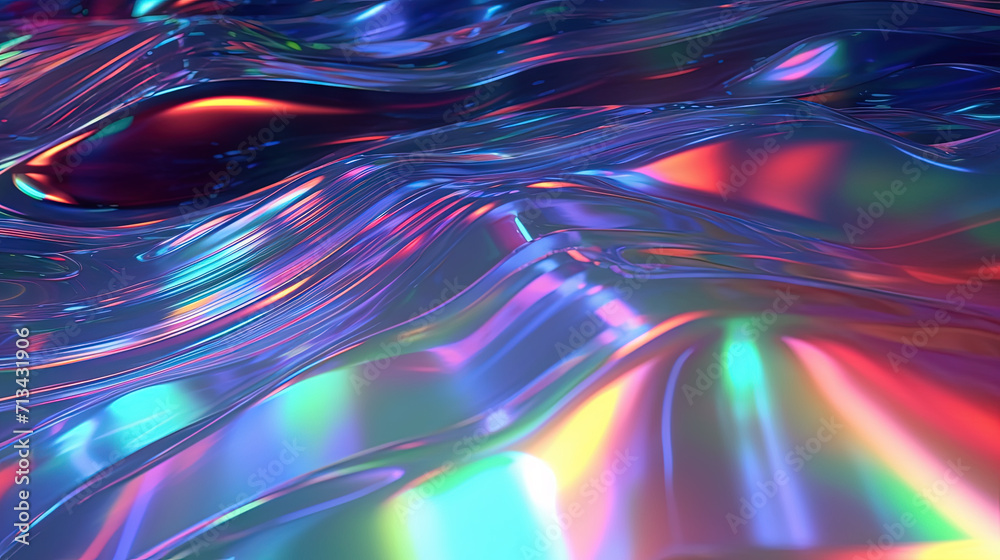 Aufkleber abstract holographic waves on the iridescent background