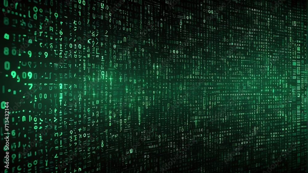 Wall mural abstract pastel green binary code background
