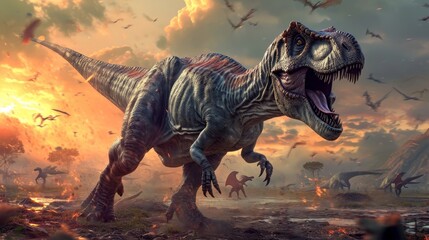 Primal Majesty: Fearsome Dinosaurs in a Primeval Setting