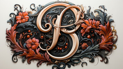 Ambigram tattoo style white background the letter B