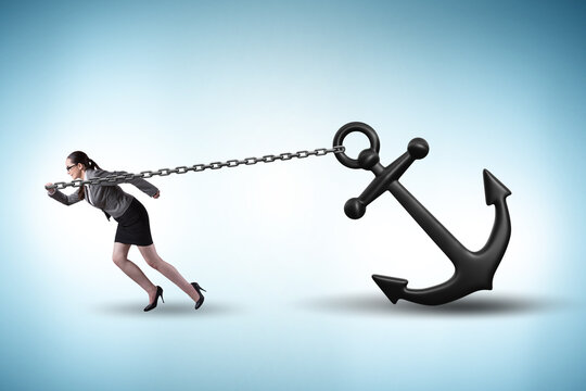 Businesswoman with anchor in business concept