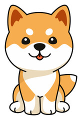 Shiba Inu puppy flat vector illustration. Cute Siba-inu dog vector minimalistic art