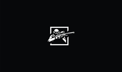 sniper is aiming, shootin, gun, logo, desing, icon, concept, art on black background, people, hunter gun, military, army, tactical, gaming logo, military logo