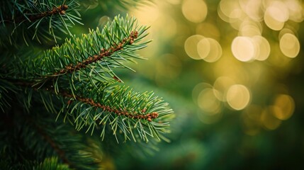 Fototapeta na wymiar a close up of a pine tree with blurry background 