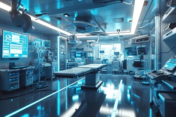 Image of future medical surgery laboratory. Concept. Futuristic. Modern. 3D render.