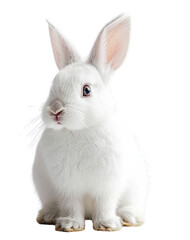 White rabbit sitting isolated on transparent or white background