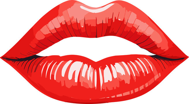 Sexy and glamour red lips isolated illustration in transparent background