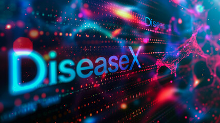 Disease X abstract glowing background on the screen of computer with selective focus. - obrazy, fototapety, plakaty