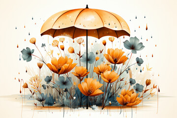 Beautiful flower bloom illustration background,  flower Watercolor illustration. Hand drawn underwater element design.