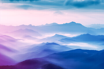 Fototapeta premium Mountain landscape with clouds in the morning, Landscape concept, generative ai