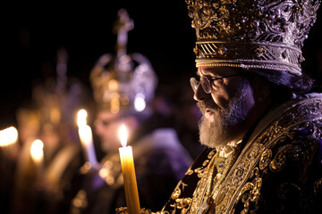 Semana Santa en España: Imágenes de cristos y Vírgenes, Procesiones religiosas con figuras tradicionales y vestimenta tradicional, semana santa de sevilla, Generado con IA