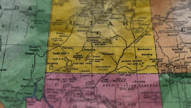 Utah State Paper Map USA, Slider Shot