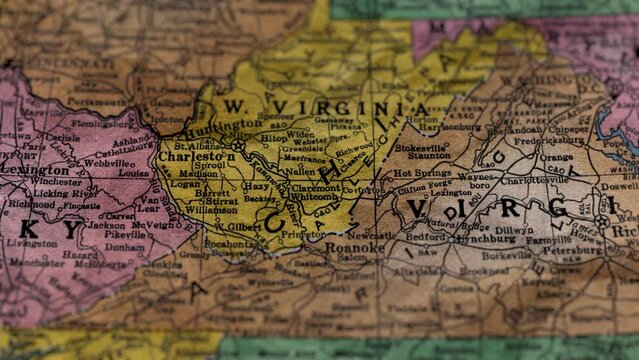 West Virginia State Paper Map USA, Slider Shot