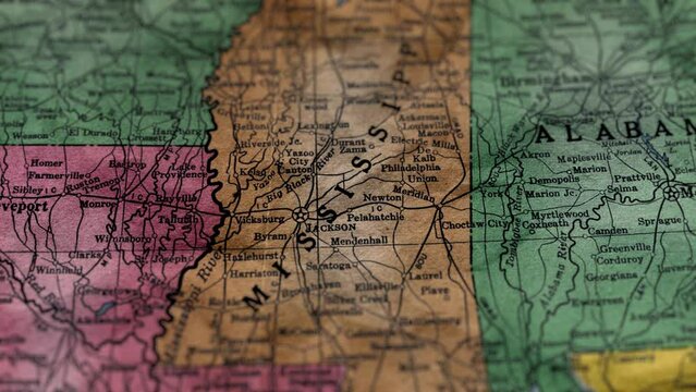 Mississippi State Paper Map USA, Slider Shot