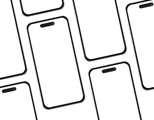 iPhone  Black Mobile Mockup isometric Perspective Template Vector Outline Smartphone Device App on Grey Background