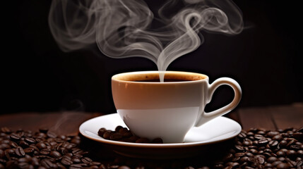 cup of coffee with beans