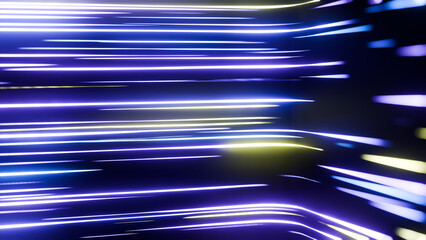 Abstract background with ascending colorful neon lines, glowing trails