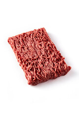 Raw and Fresh Minced Beef isolated on white. 