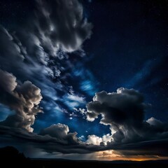 Stars piercing through a tapestry of dark, stormy clouds. - Upscaling by @Badar
