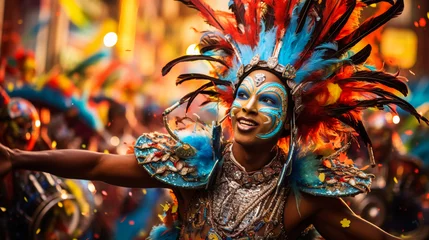 Fototapeten Portrait of a beautiful woman in a costume at the carnival in Rio de Janeiro,Generative Ai © MohammadAizaz